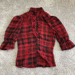 Plaid red and black blouse